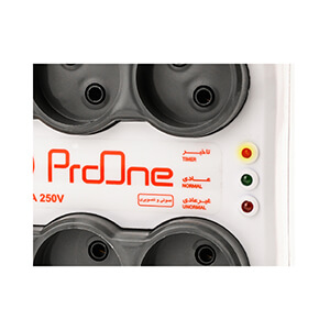 دلایل خرید: محافظ-برق-6-خانه-1٫5-متری-PROONE-PPS610-3.jpg قابلیت کنترل ولتاژ از 110 تا 250 ولت توان خروجی 2500 وات دکمه خاموش و روشن قابل دسترس 6 ورودی دوشاخه برای اتصال بیشتر چراغ‌های LED نشانگر وضعیت اتصال گارانتی 12 ماهه کاوان کالا BaziAcc.ir