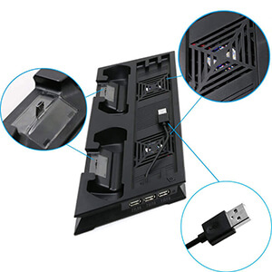 با پایه نگهدارنده و خنک‌کننده PS4 Slim مدل Ultrathin Charging Heat Sink تجربه‌ی بازی شما به یک سطح جدید ارتقاء می‌یابد. از خنک‌کننده گرفته تا شارژ دسته‌ها این پایه همه چیز را در یک بسته کوچک و کارآمد فراهم می‌کند. BaziAcc.ir