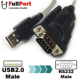 این کابل با یک پورت نر DB-۹ RS-۲۳۲ برای اتصال به دستگاه‌های سریال و یک پورت USB 2.0 استاندارد برای اتصال به پورت USB کامپیوتر یا لپ‌تاپ ارائه شده است. BaziAcc.ir