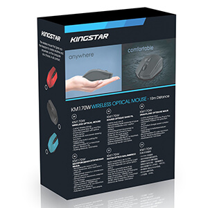 خرید و قیمت ماوس بی سیم کینگ استار مدل KM170W تجربه‌ای منحصر به فرد از آزادی حرکت ماوس بی‌سیم کینگ استار مدل KM170W با طراحی جذاب و امکانات متنوع این ماوس توسط دانگل USB به راحتی به رایانه‌ها و لپ‌تاپ‌ها متصل می‌شود BaziAcc.ir