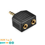 خرید و قیمت تبدیل 2 مادگی به 1 نری 3.5mm AUX طلایی این فیش جهت تبدیل کردن دو عدد مادگی AUX از نوع جک 3.5 میلی متری به یک عدد جک نری 3.5mm صدا AUX استریو به کار می رود. BaziAcc.ir